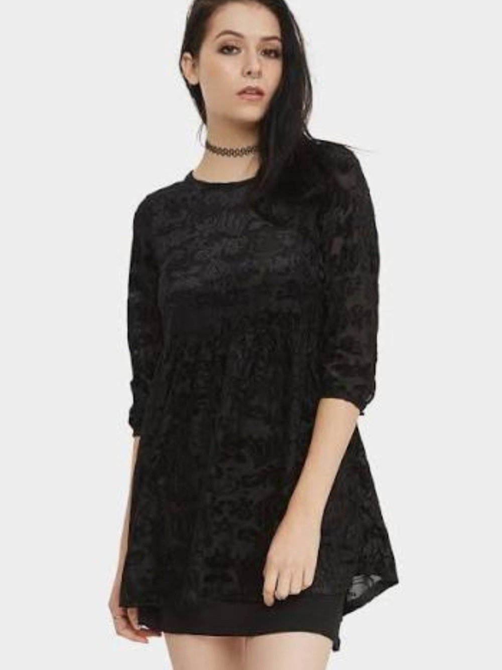 Iron Fist Black Velvet Burnout Mini Dress size Small [RARE]